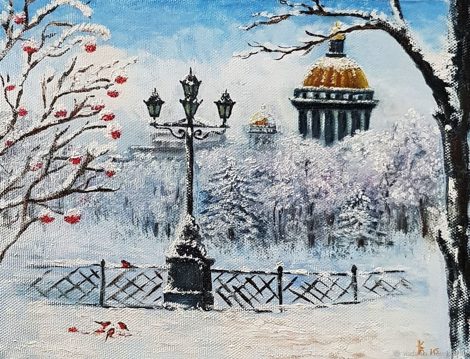 Пейзажи маслом зима художник Кустовский Питер