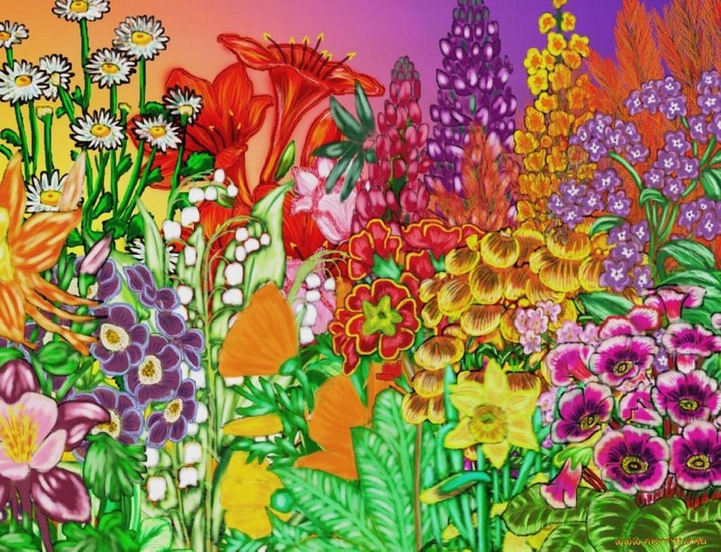 Картинки тема цветы. Рисовать цветы. Сказочные цветы. Поляна цветов для детей. Сказочный сад цветов.