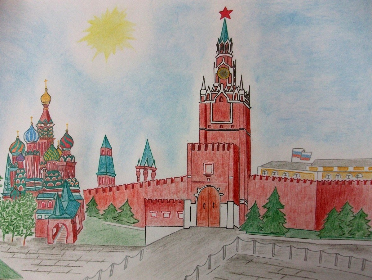 Спасская башня Кремля поэтапное рисование