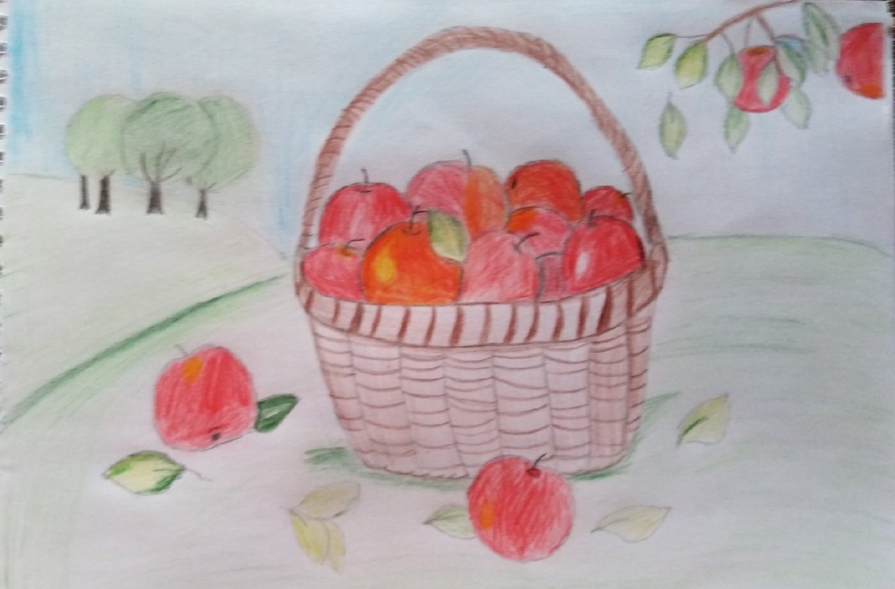 Рисунки детей к яблочному спасу
