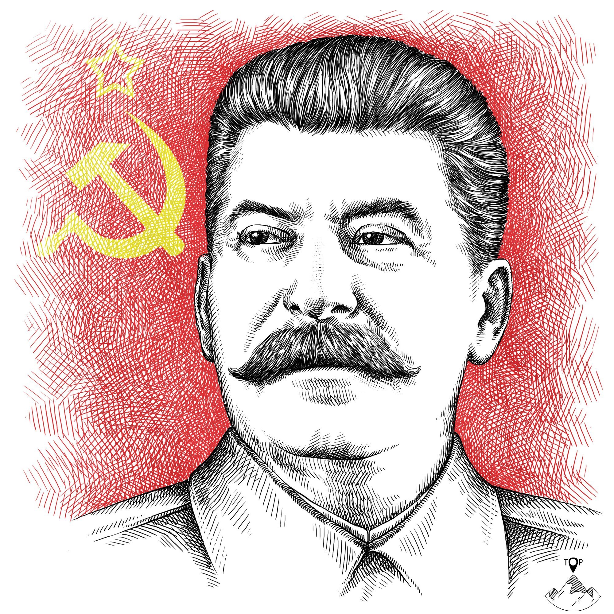 Сталин Иосиф Виссарионович карандашом
