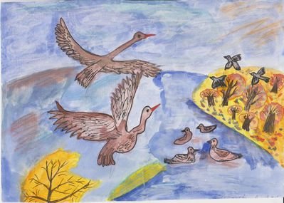 Рисование птицы улетают на Юг