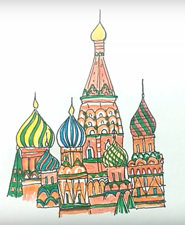 Храм Василия Блаженного Москва раскраска