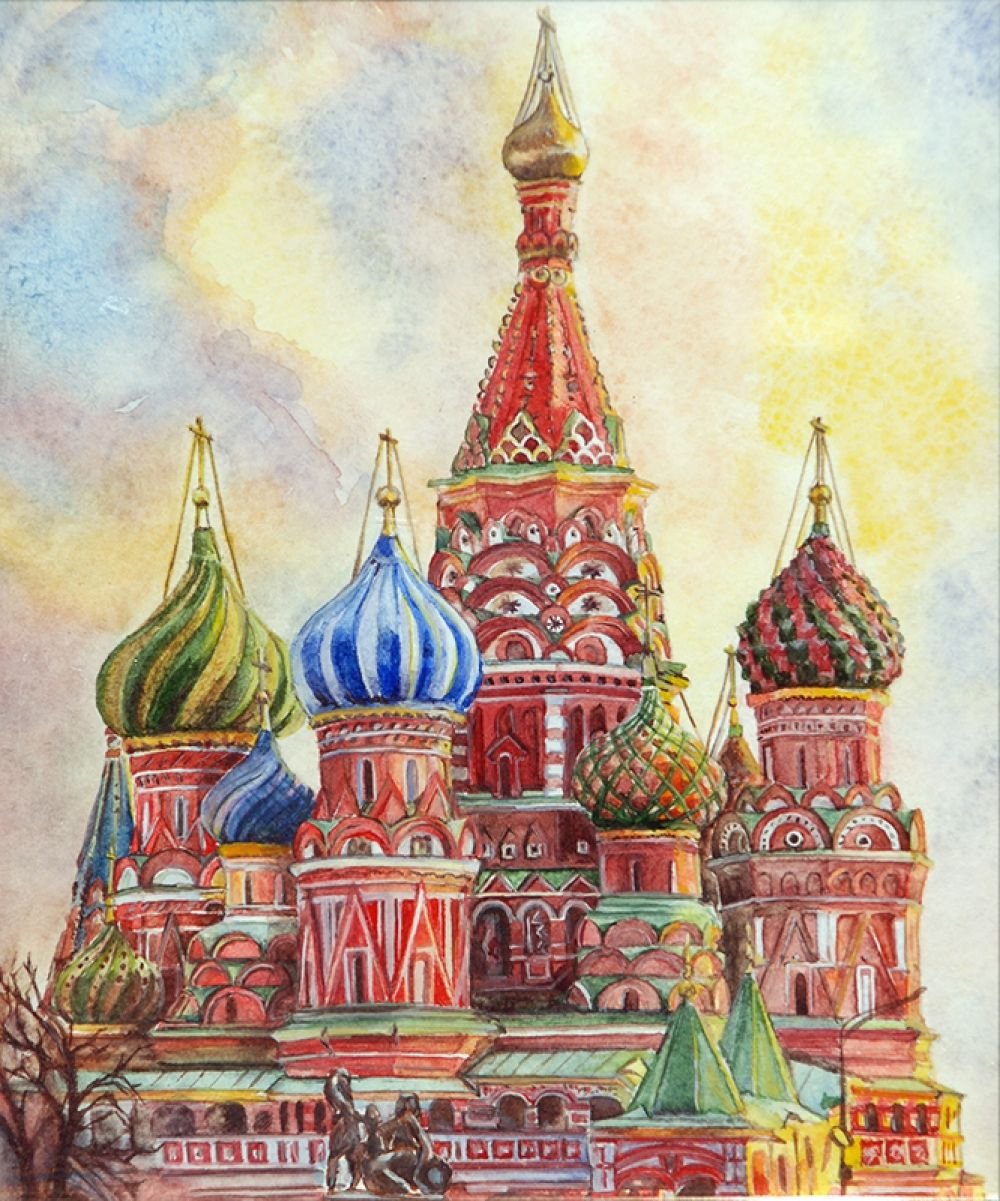 Собор Василия Блаженного в Москве красками
