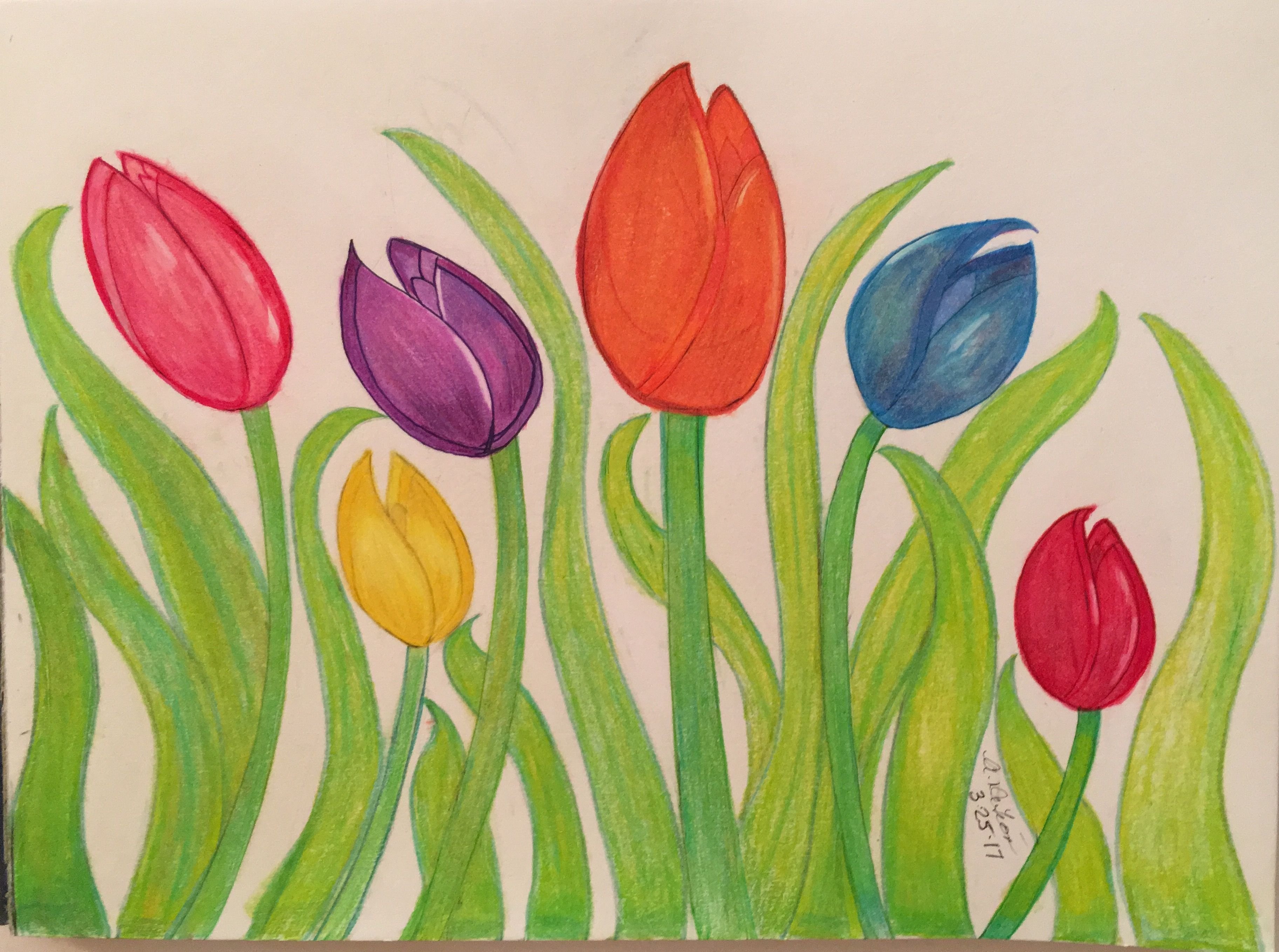 Рисование тюльпанов с детьми