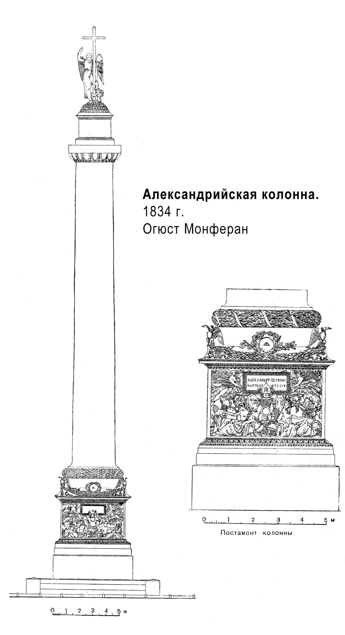 Александрийский столп в Санкт-Петербурге чертеж