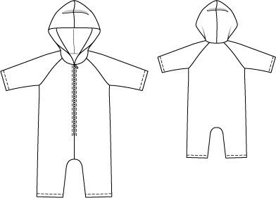 Технический эскиз комбинезона с капюшоном детского