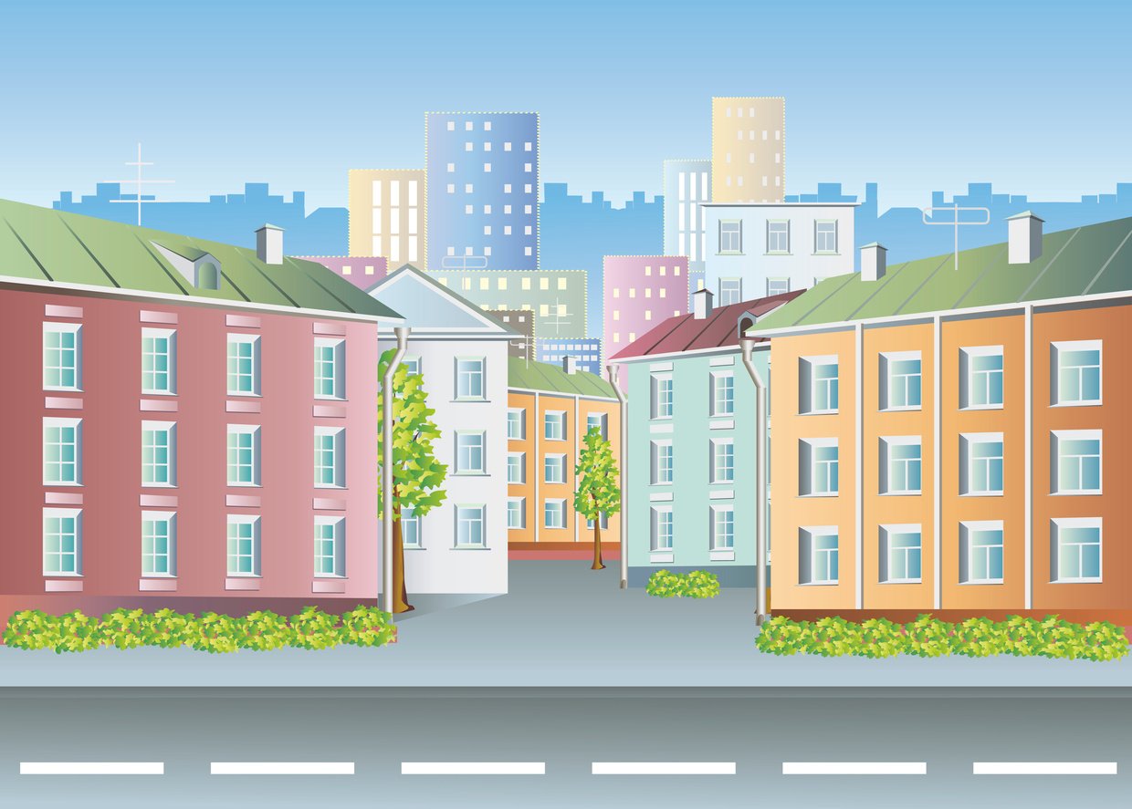 Векторное изображение улицы с домами