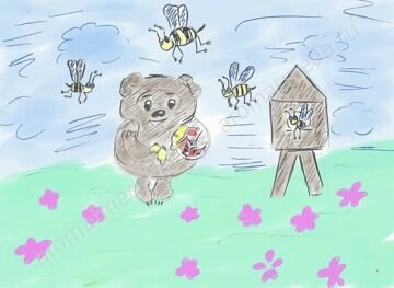 Иллюстрации для детей медведь и пчелы