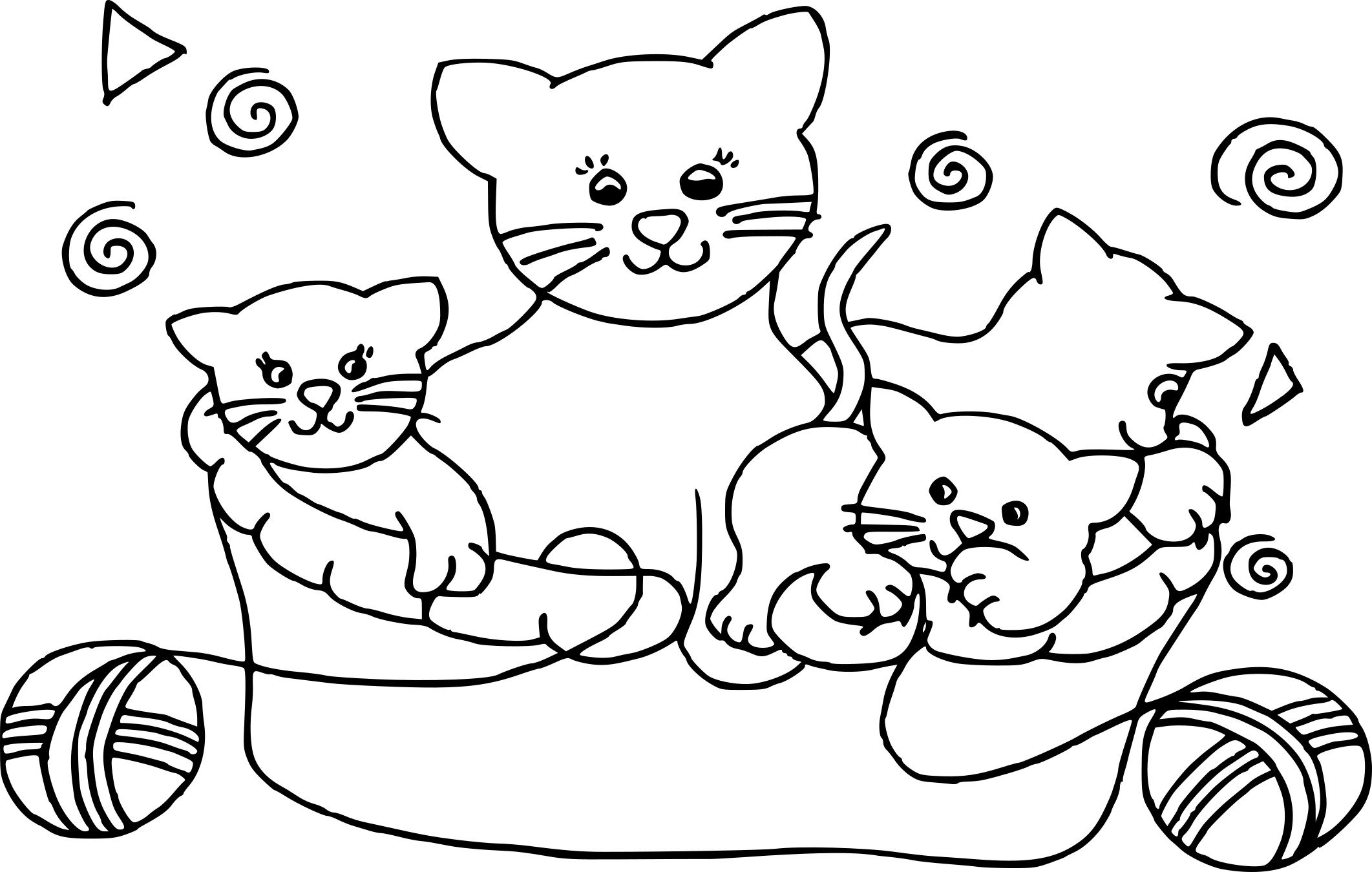 Кошка с котятами картинки для детей раскраски