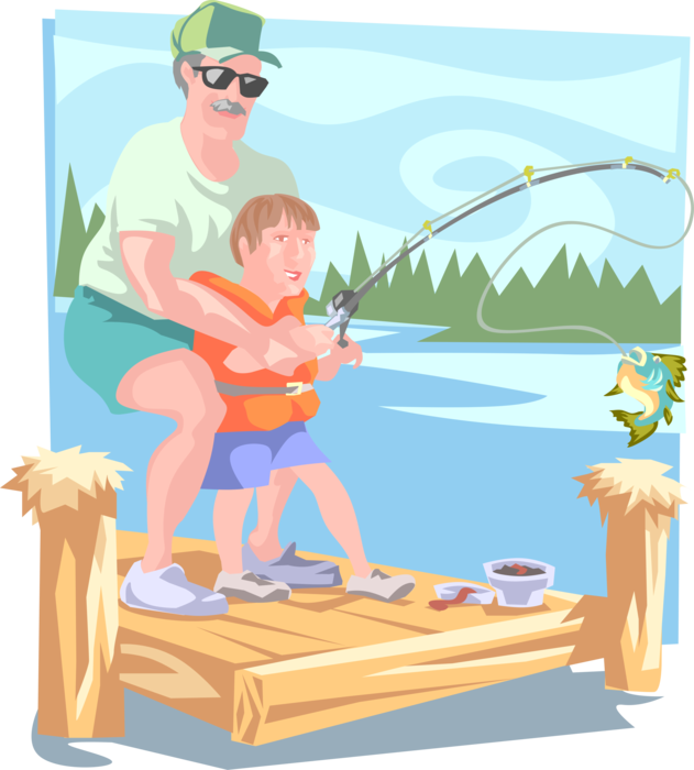Моя семья на рыбалке. Папа и сын рыбачат. Папа ловит рыбу. Дети рыбачат иллюстрации.