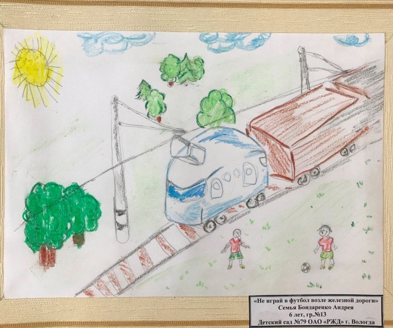 Детский рисунок железной дороги 1 класс