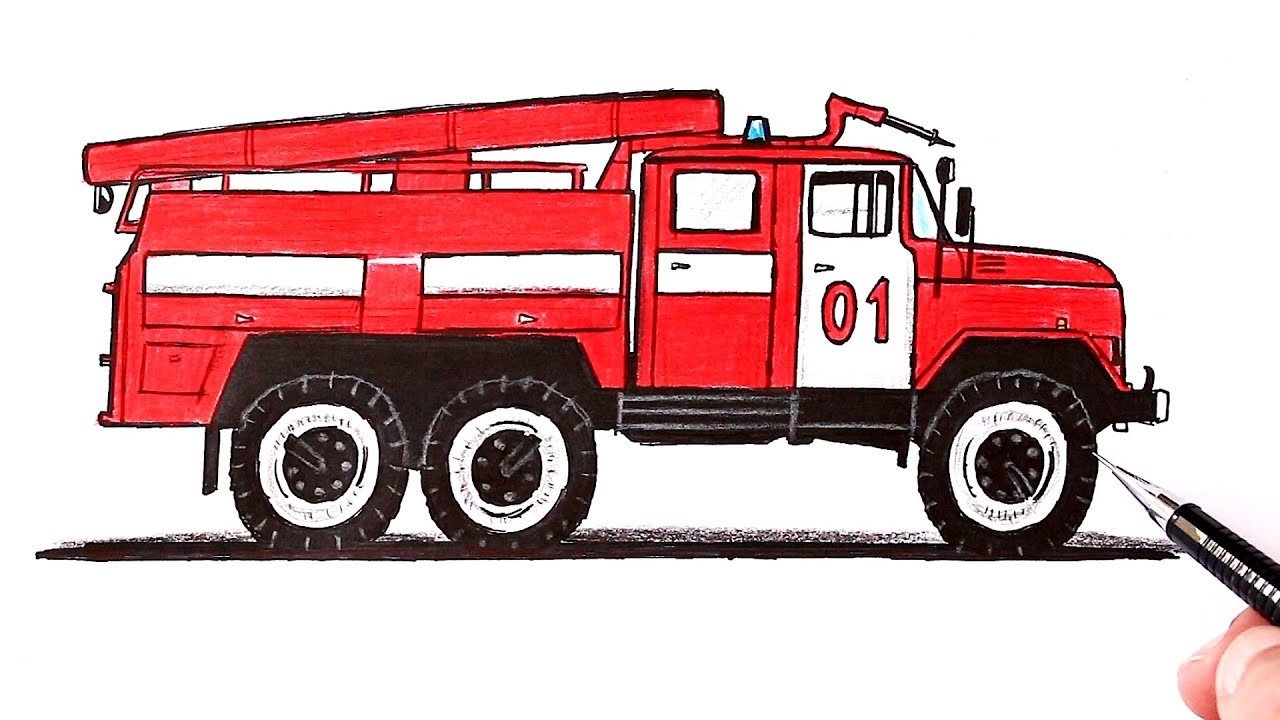 Стоковые векторные изображения по запросу Пожарная машина раскраска