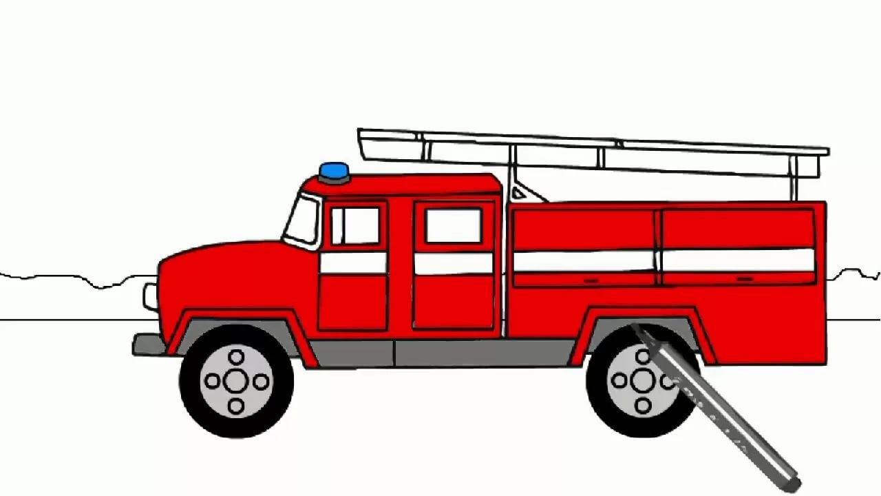 Пожарная машина рисунок поэтапно