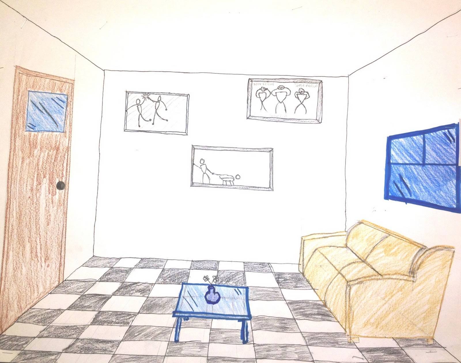 Поэтапное рисование комнаты
