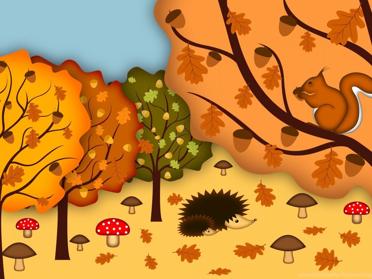 Рисунок осенний лес для детского сада