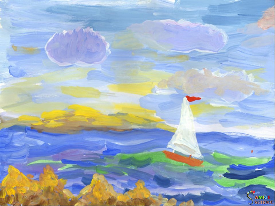 Рисунок красота моря окружающий мир 2 класс. Пейзаж детский рисунок. Морской пейзаж для детей. Море рисунок. Морской пейзаж гуашью.