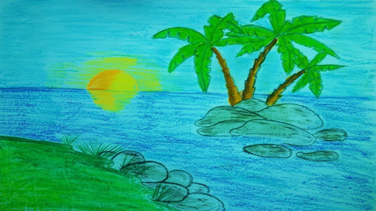 Рисунок красота моря окружающий мир 2 класс. Остров рисования. Рисование для детей остров. Рисование моря для дошкольников. Море рисунок для детей.