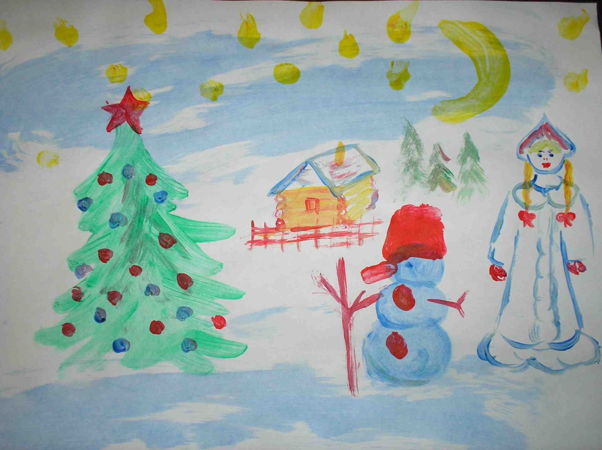 Рисование новый год в детском саду