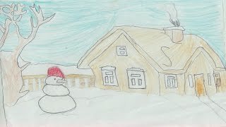 Рисование зимняя деревня старшая группа