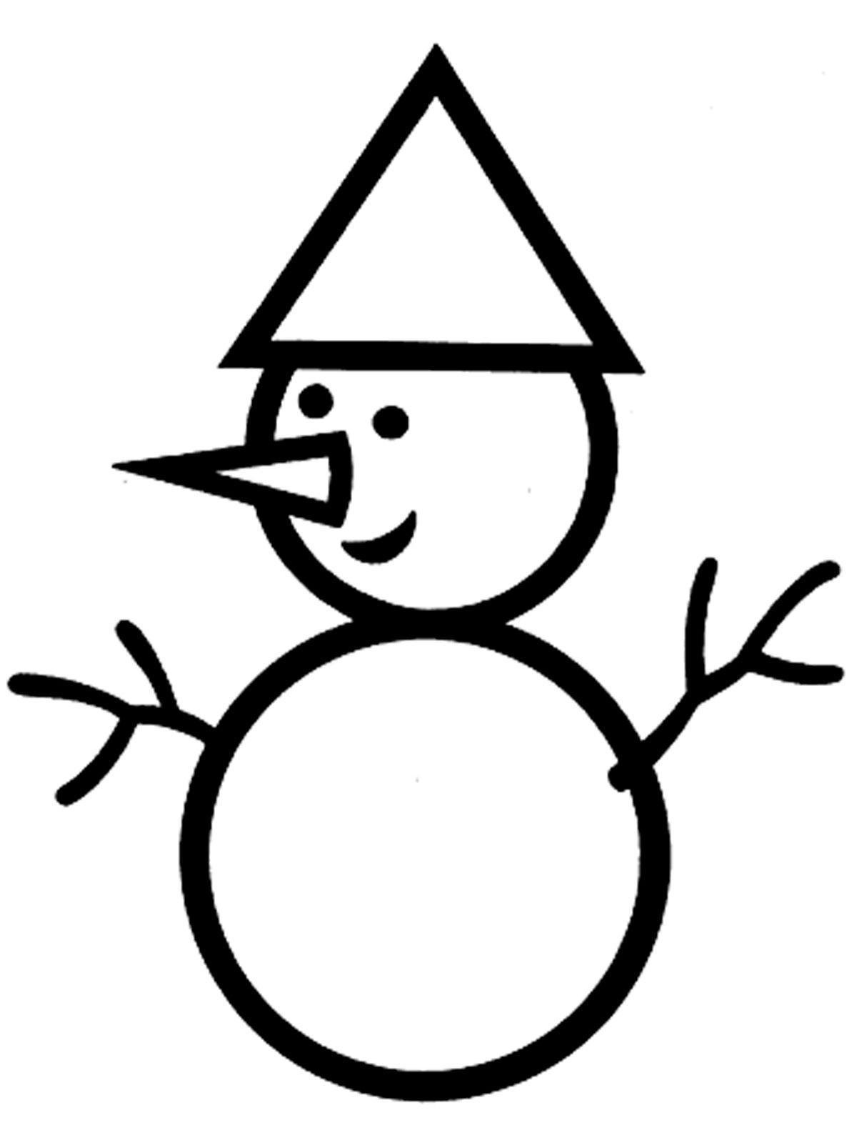 Снеговик раскраска для детей 2 лет