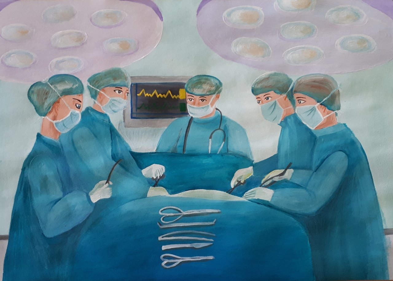 Хирург в операционной рисунок