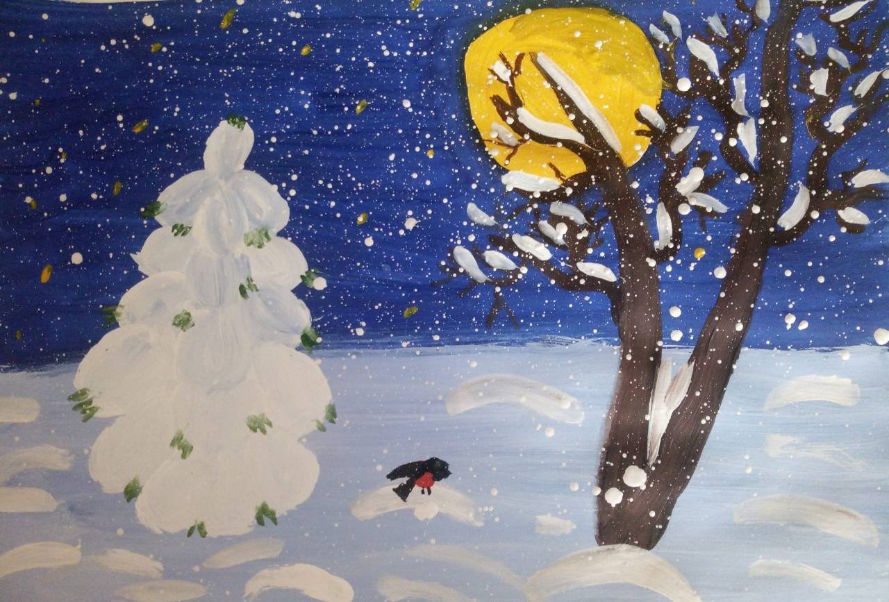 Рисование в детском саду зима