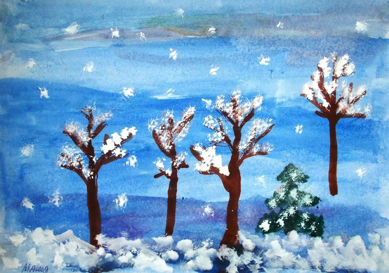 Рисование с детьми на тему зима