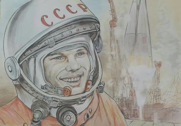 Гагарин рисунок карандашом для срисовки