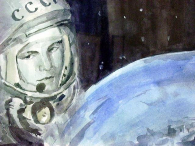Первый полет в космос рисунок. Первый полёт Юрия Гагарина рисунак. Первый полет Юрия Гагарина рисунок. Рисунок на день космонавтики для детей.