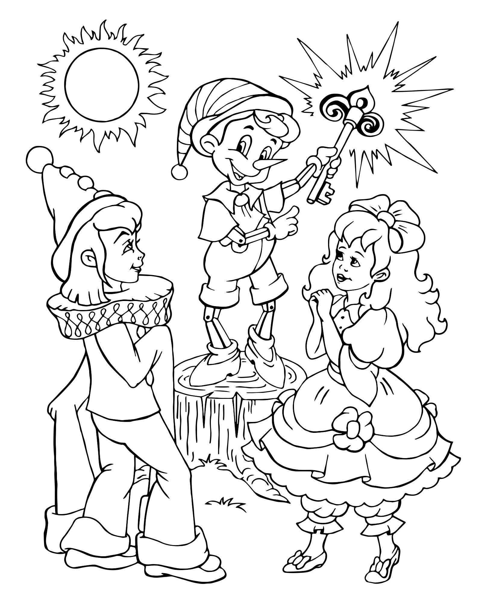 Рисунок к сказке золотой ключик или приключения Буратино карандашом