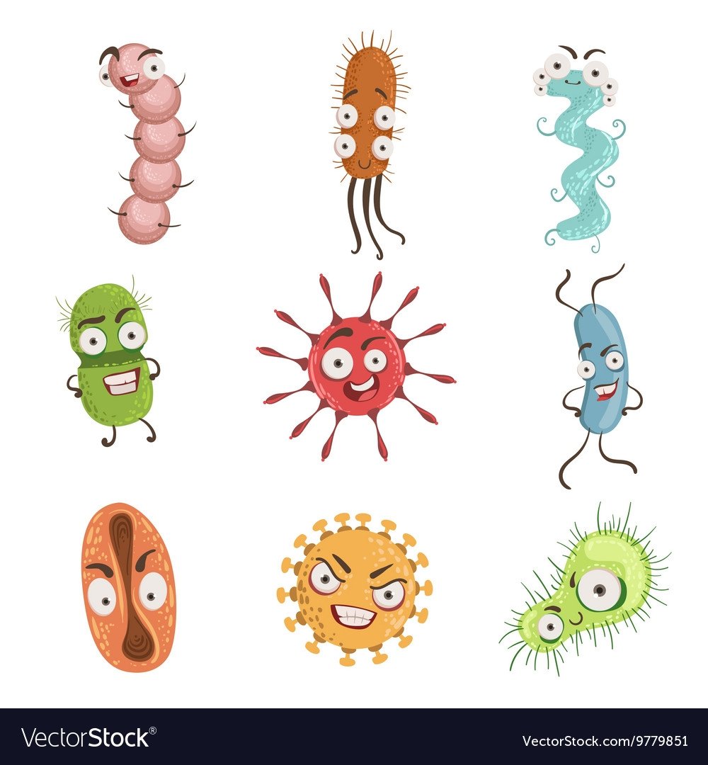 Мультяшные бактерии и вирусы