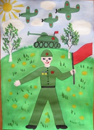 Рисование в детском саду - солдат -средняя