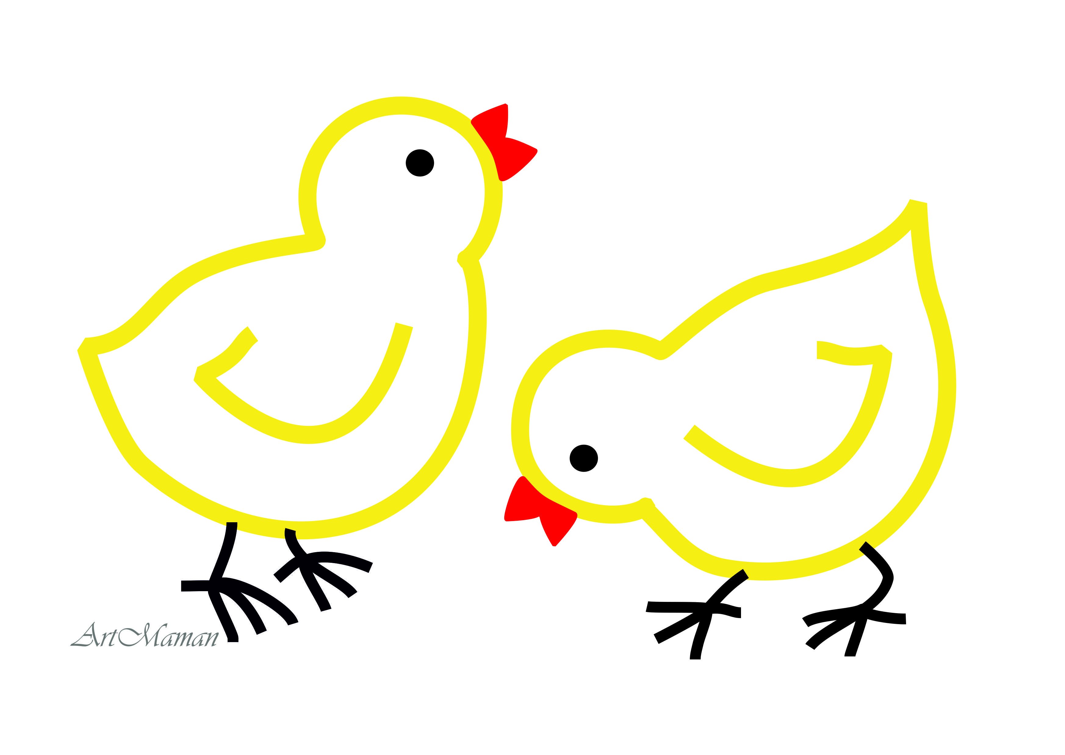 Шаблон для рисования цыпленок для детей