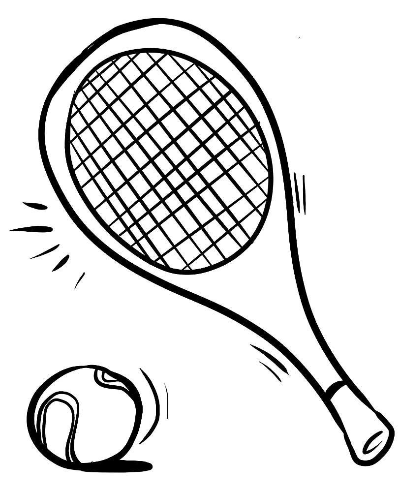 Раскраска теннисная ракетка и мяч