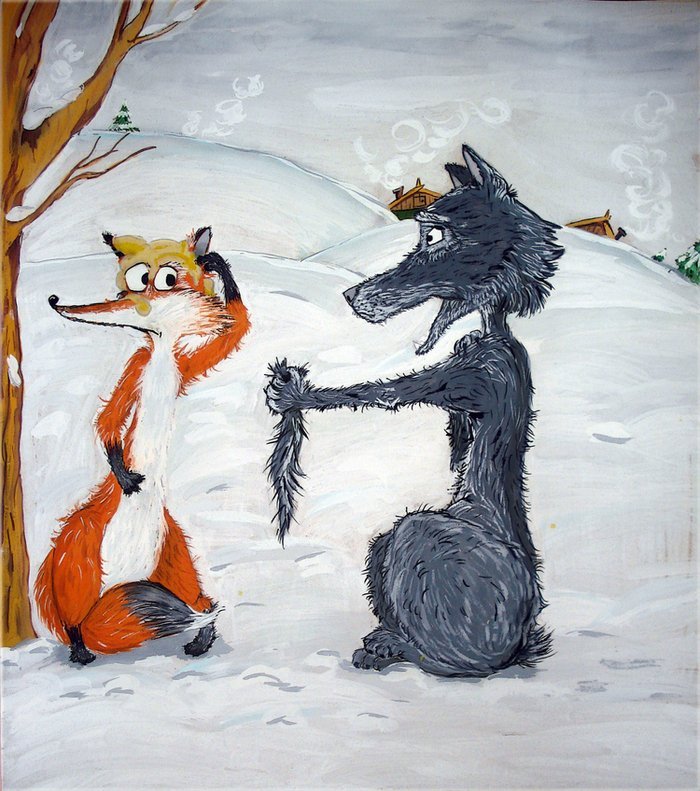 Волк и лиса и лиса другой. Лисичка и волк. Сказочные герои гуашью. Лиса и волк рисунок. Лиса и волк для детей.