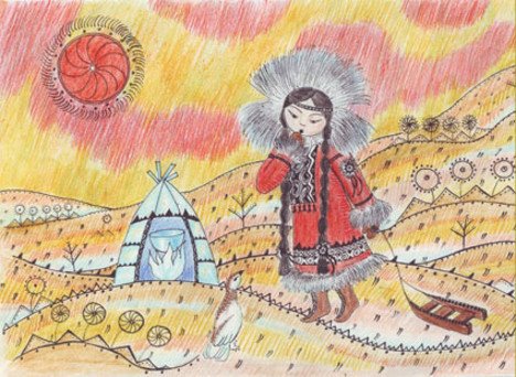 Якутская девочка рисунок