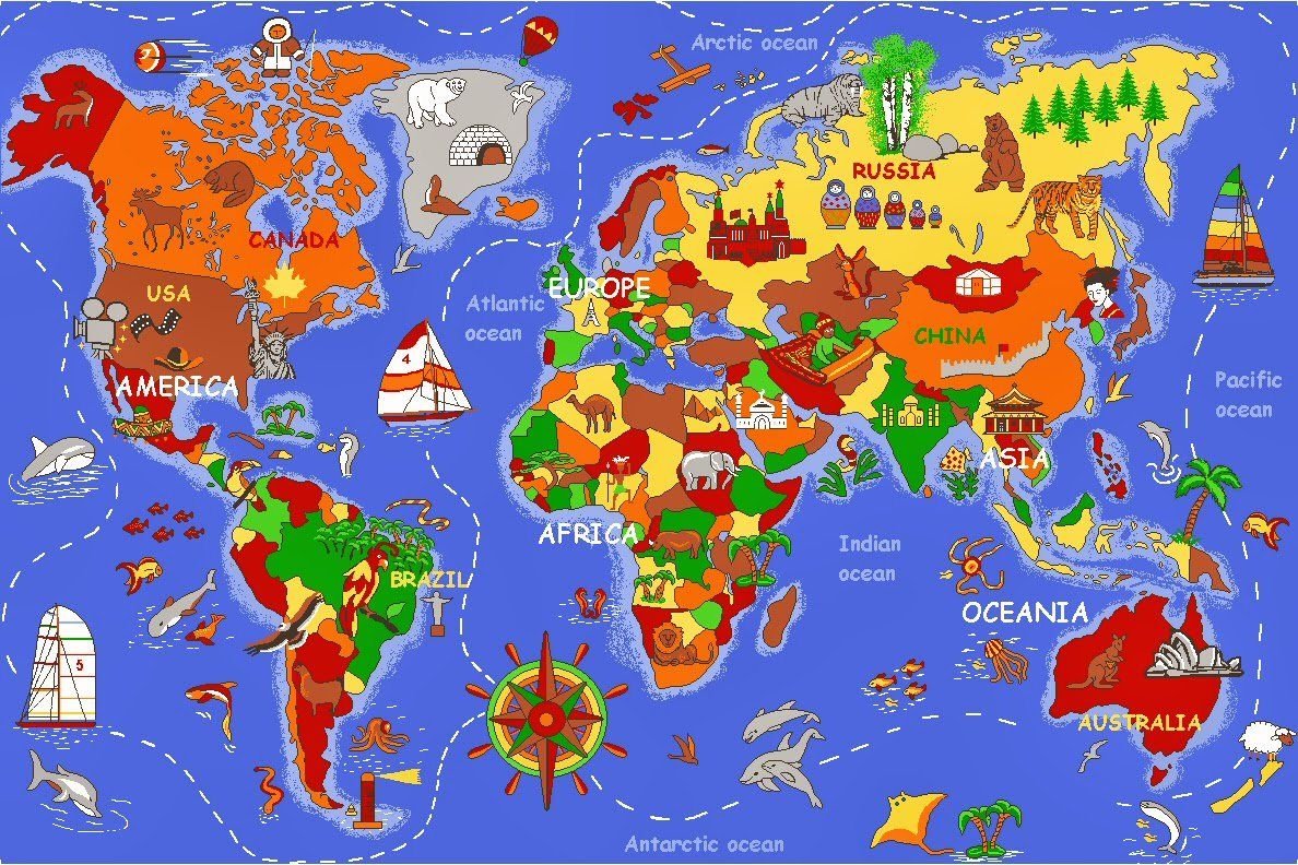 Карта мира для детей дошкольного возраста
