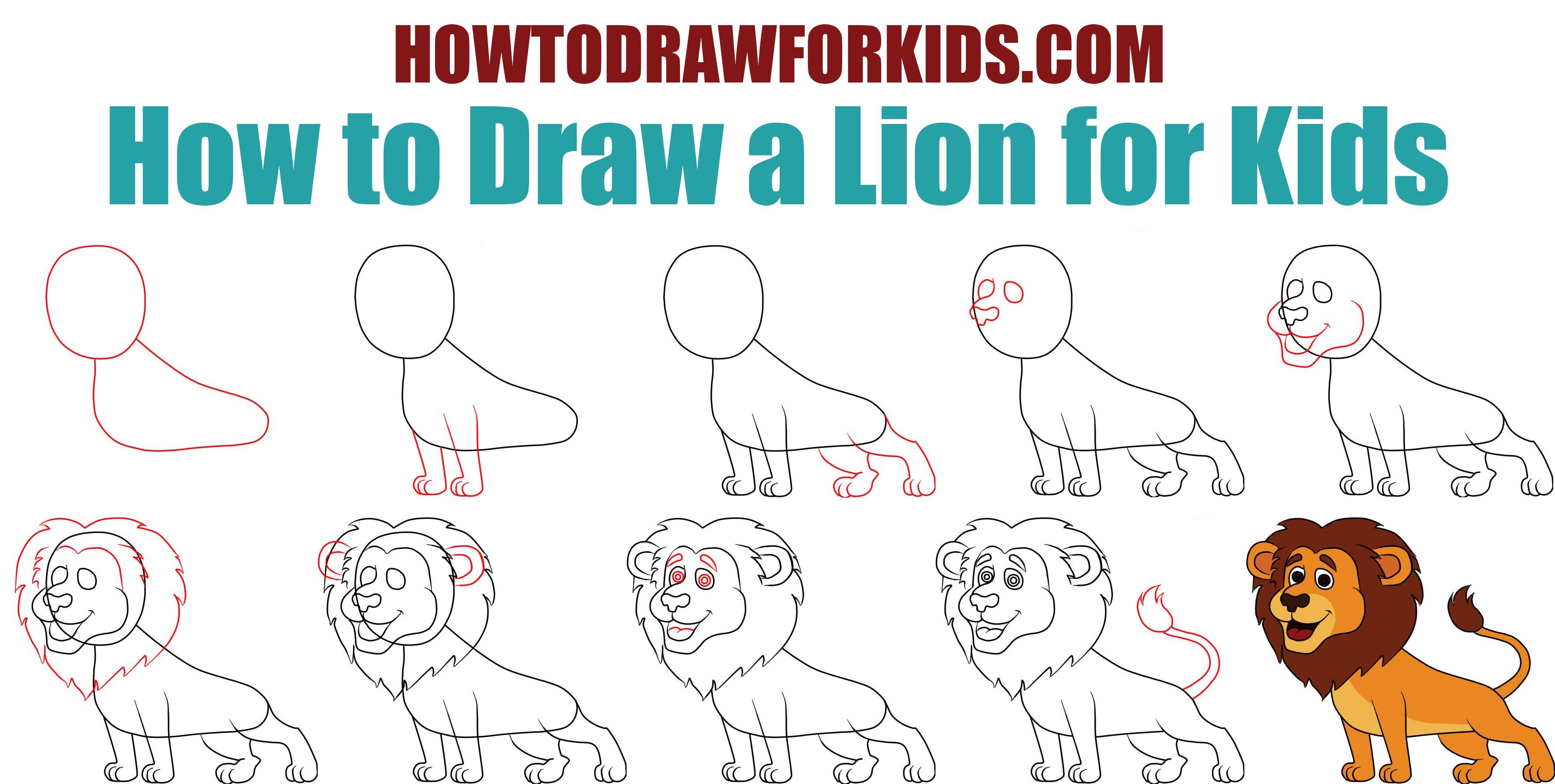 Как рисовать Льва для детей