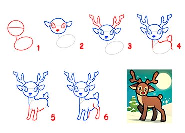 Поэтапное рисование оленя