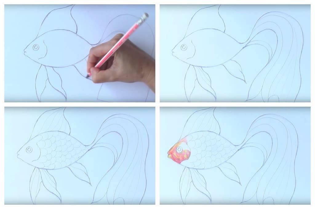 Рисунок золотая рыбка легкий рисунок