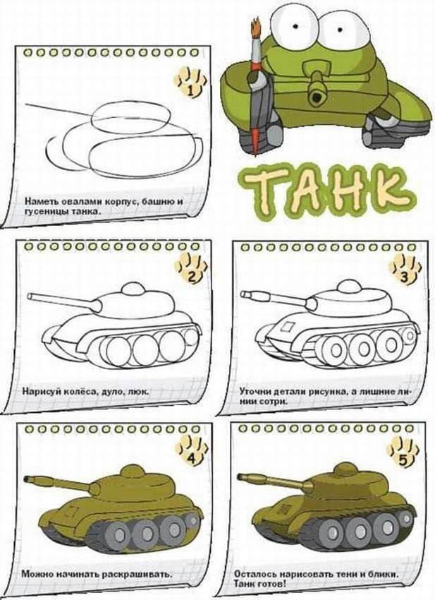 Рисунки танков поэтапно
