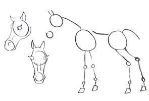 Поэтапное рисование лошади на дыбах