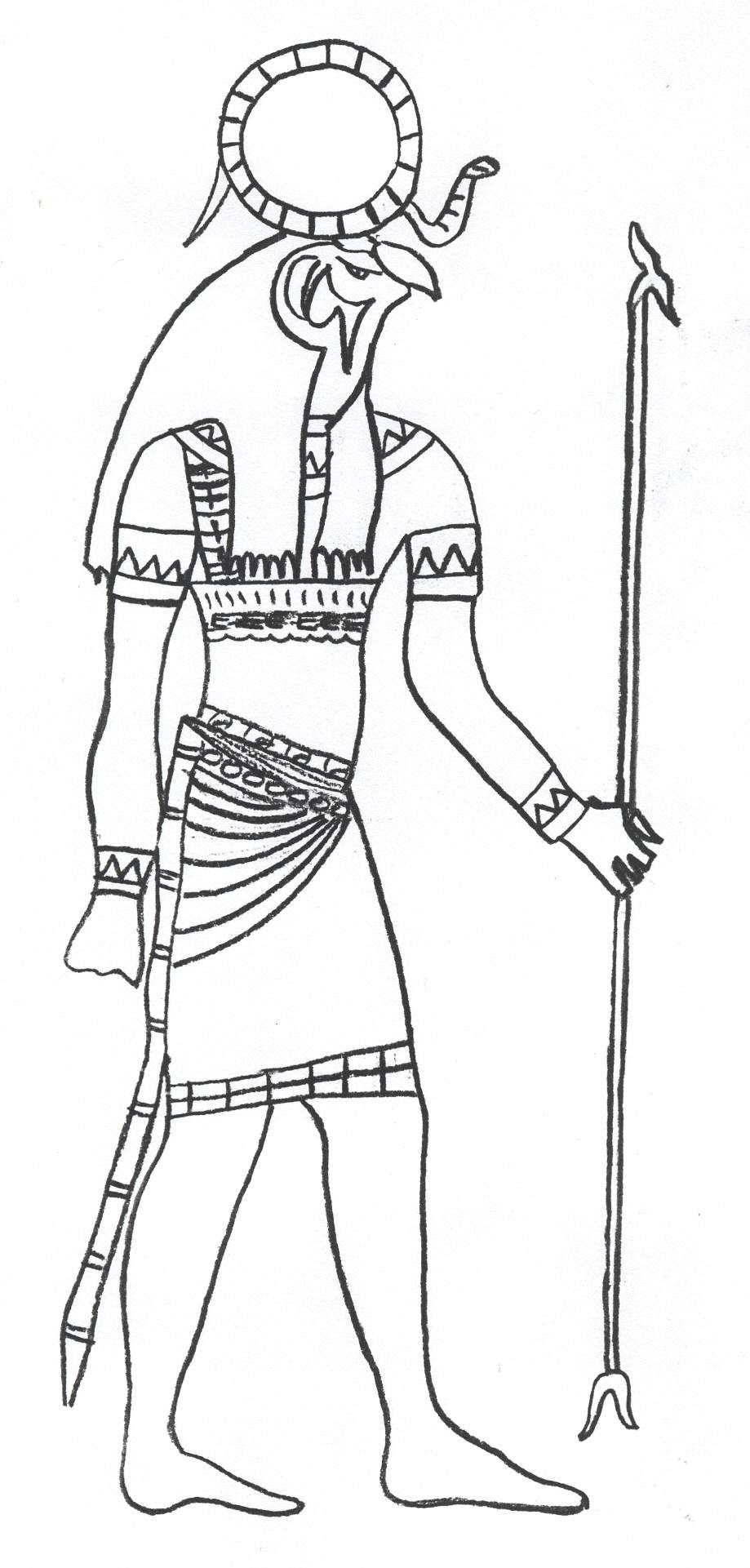 Раскраска Бога Амон ра древнего Египта