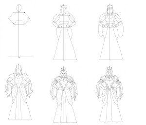 Снежная Королева поэтапное рисование