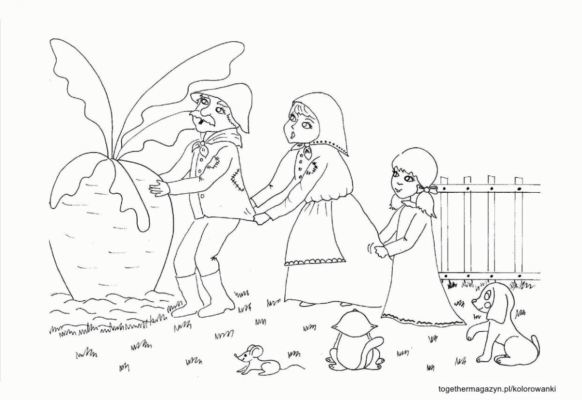 Раскраска по сказке Репка для детей 4-5 лет