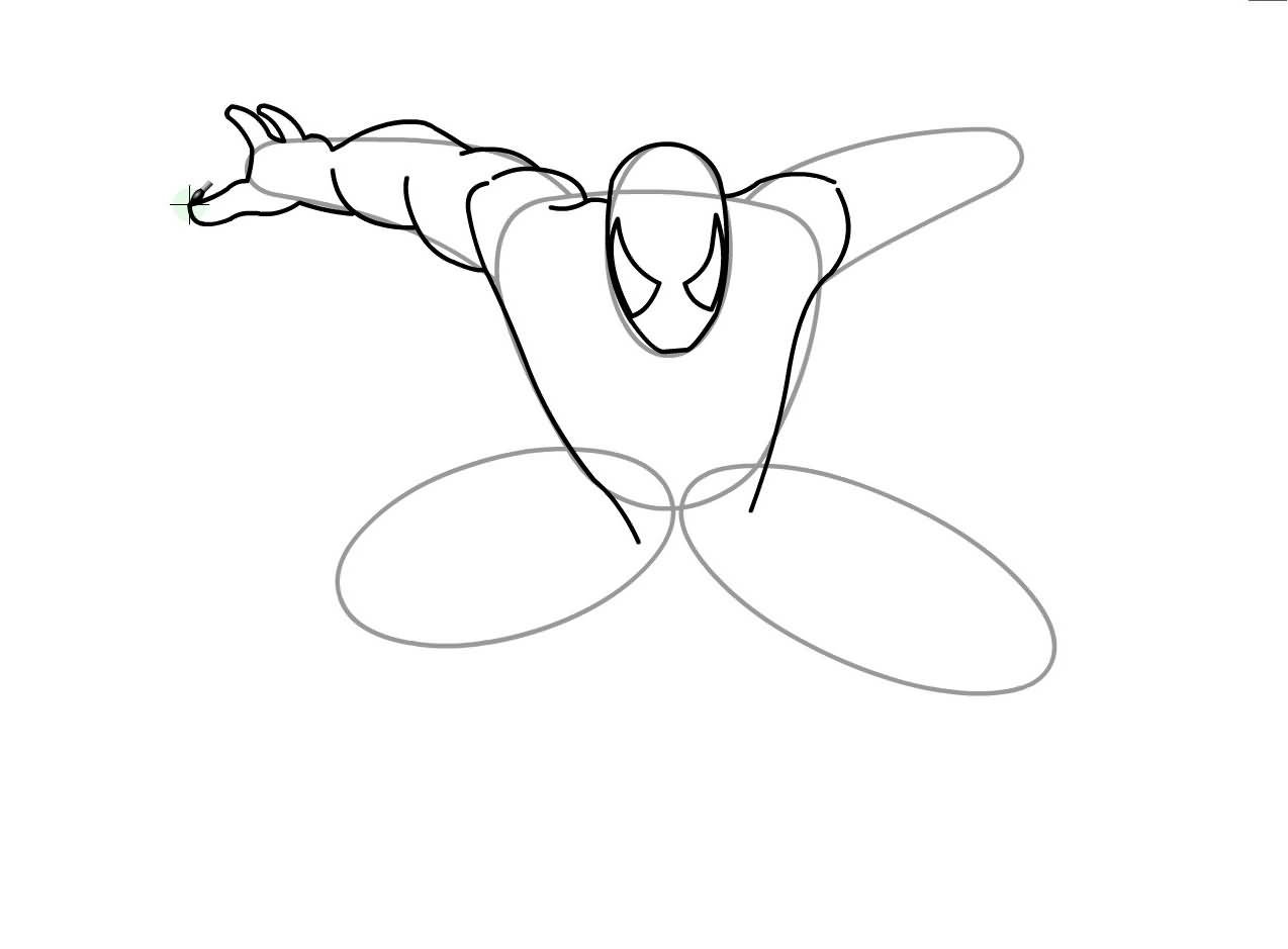 Рисовать человека паука легко карандашом с ножками