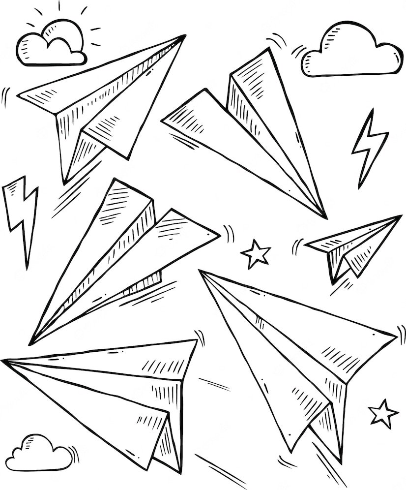 Раскрашенные бумажные самолётики