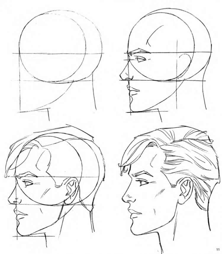 Профиль поэтапно. Как рисовать крутые комиксы Кристофер Харт. Рисунок головы человека в профиль поэтапно карандашом. Поэтапное рисование лица. Рисование портрета в профиль.