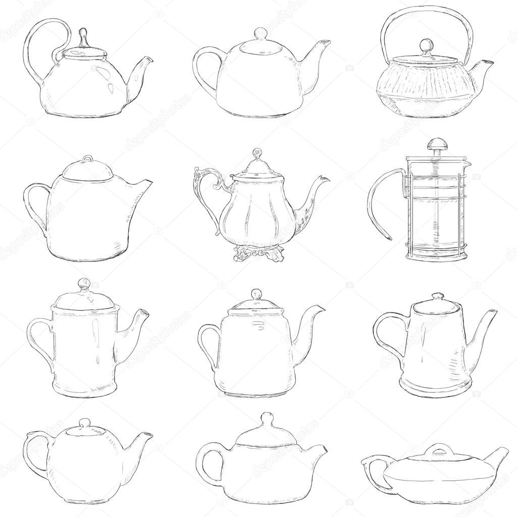 Поэтапное рисование чайника